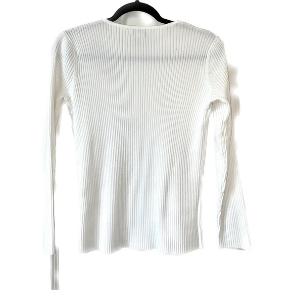 Carmen Marc Valvo Peek-a-boo Keyhole Knit Blouse White Size M - Picture 2 of 5